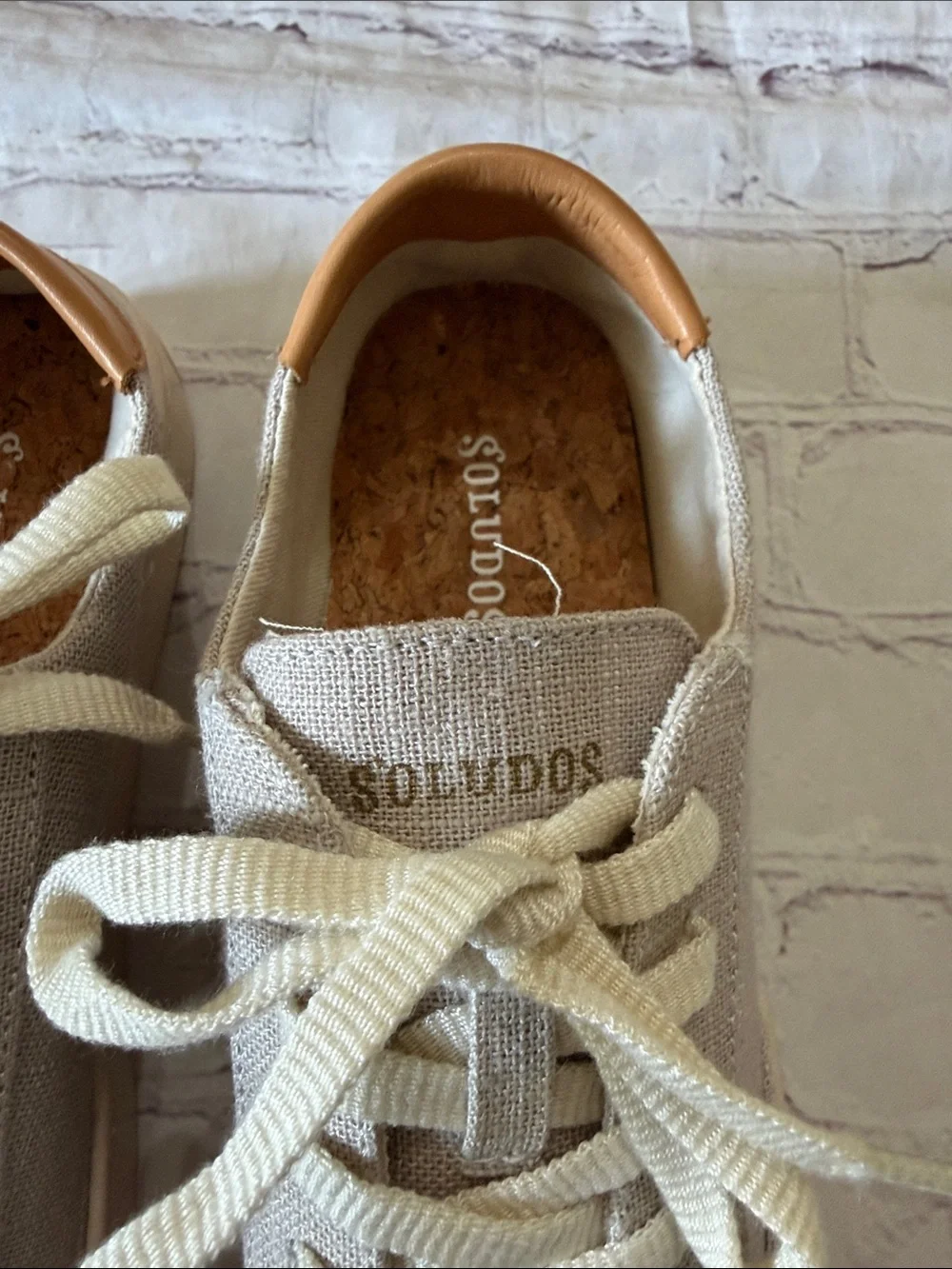 Soludos Women's Ibiza Linen Casual Sneakers - Light Gray Size 7.5 New